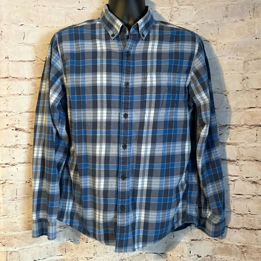 Eddie Bauer Flannel Classic Fit Long Sleeve Blue Plaid Mens Size Medium